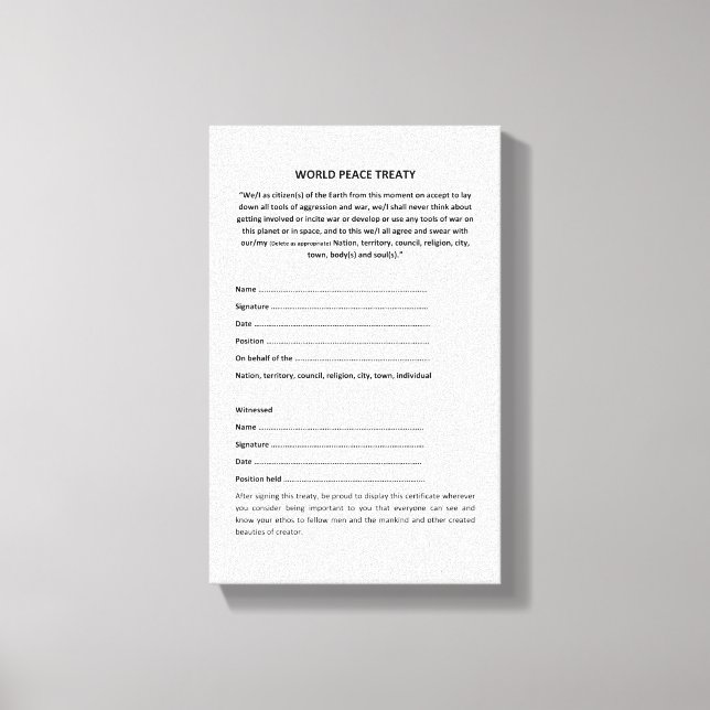 Lienzo Tratado Mundial de la Paz de Keshe (Anverso)