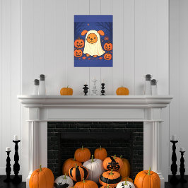 Lienzo Trato de fantasma de perro de Halloween - Adorable