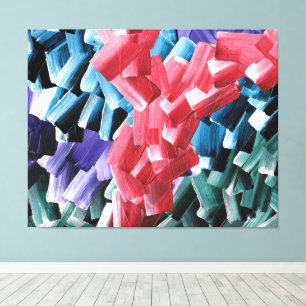 Lienzo Trazos de Pincel Abstractos en Rojo y Azul
