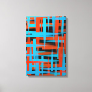 Lienzo Trazos de pincel abstractos modernos naranja azul