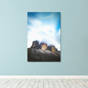 Lienzo Tre Cime di Lavaredo nubes y arcoíris