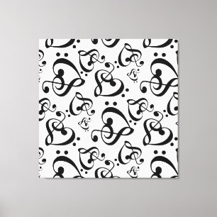 Lienzo Treble Clef Bass Clef Hearf Music Wall Art Canvas