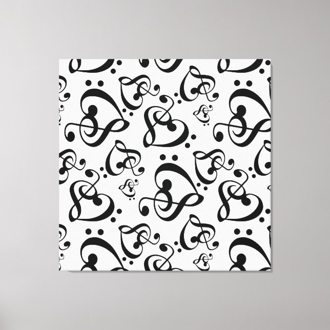 Lienzo Treble Clef Bass Clef Hearf Music Wall Art Canvas (Anverso)