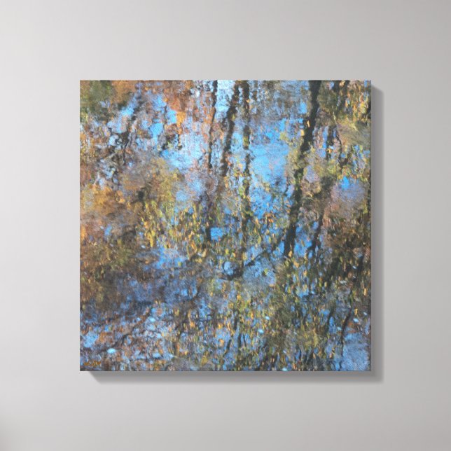 Lienzo Trees Water Reflection Stretched Canvas Print (Anverso)