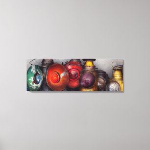Lienzo Tren - Colección de linternas de vías ferroviarias