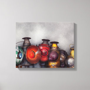 Lienzo Tren - Colección de linternas de vías ferroviarias