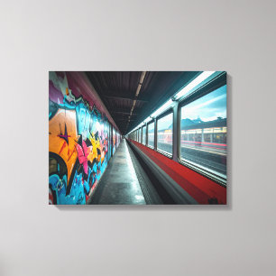 Lienzo tren de grafitis