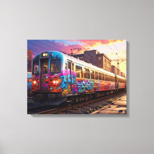 Lienzo tren de grafitis