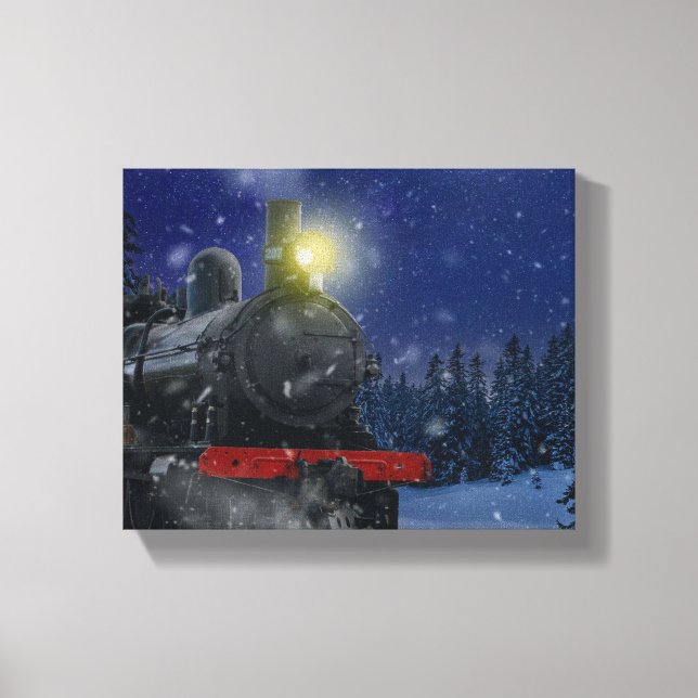 Lienzo Tren de Navidad en la nieve      (Anverso)