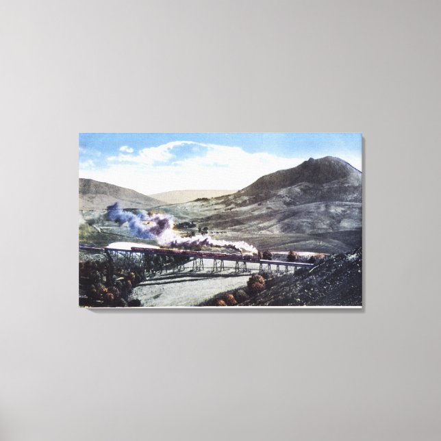 Lienzo Tren limitado, curva herradura (Anverso)