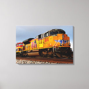 Lienzo Tren locomotor diesel amarillo 24"x16" grande 