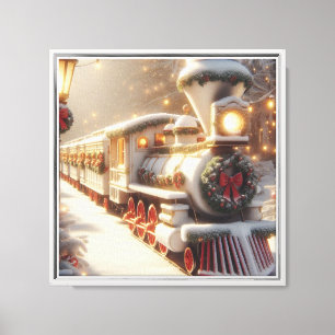 Lienzo Tren mágico de Navidades de invierno en Wonderland