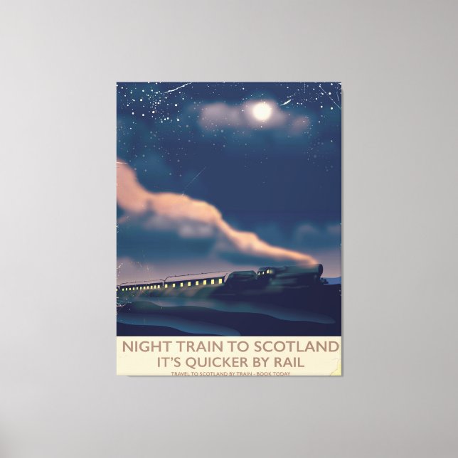 Lienzo Tren nocturno a Escocia (Anverso)