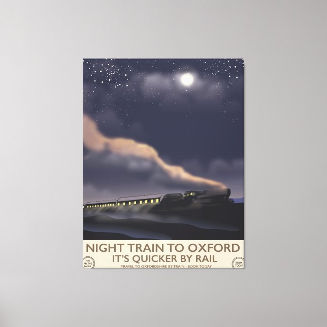 Lienzo Tren nocturno a Oxford (Anverso)