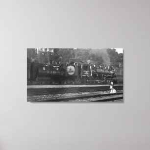 Lienzo Tren que pone banderas de los E.E.U.U.