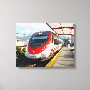 Lienzo tren Renfe en la estación de Los Boliches, Costa d