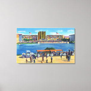 Lienzo Tren y edificio federal, feria del elefante de