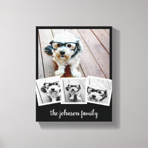 Lienzo Trendy 4 Nombre de guión de Collage de fotos Blac