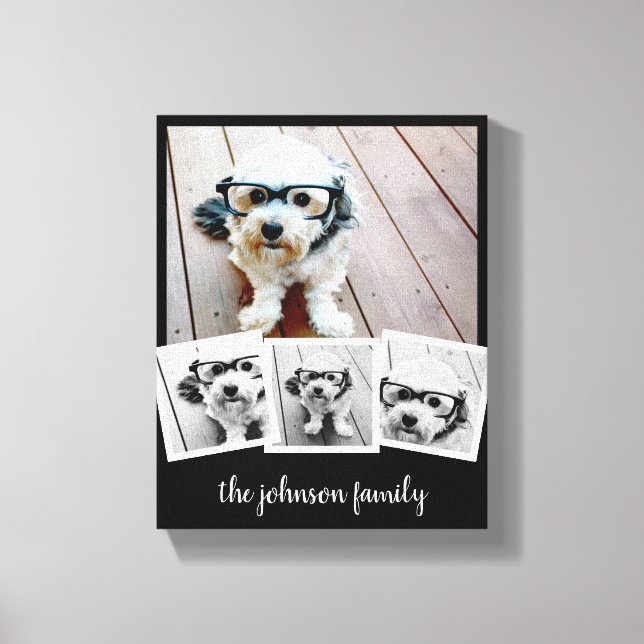 Lienzo Trendy 4 Nombre de guión de Collage de fotos Black (Anverso)