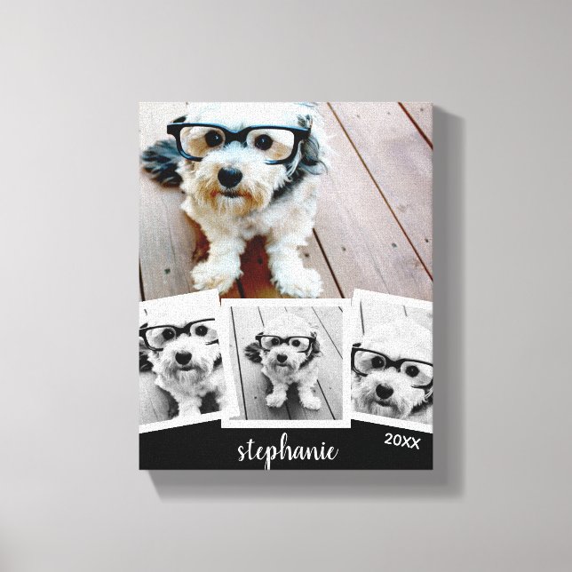 Lienzo Trendy 4 Nombre de guión de Collage de fotos Blanc (Anverso)