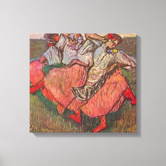 Lienzo Tres bailarinas rusas de Edgar Degas (Anverso)
