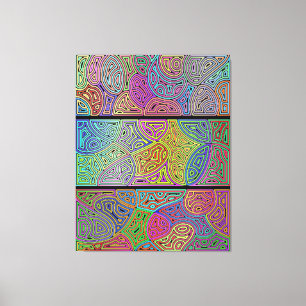 Lienzo tres bloques de formas abstractas multicolores