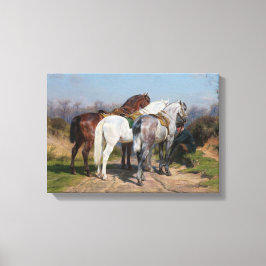 Lienzo Tres caballos sementales (por Rosa Bonheur)