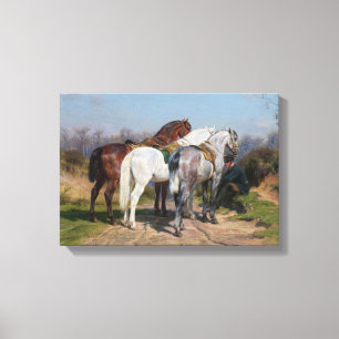 Lienzo Tres caballos sementales (por Rosa Bonheur)
