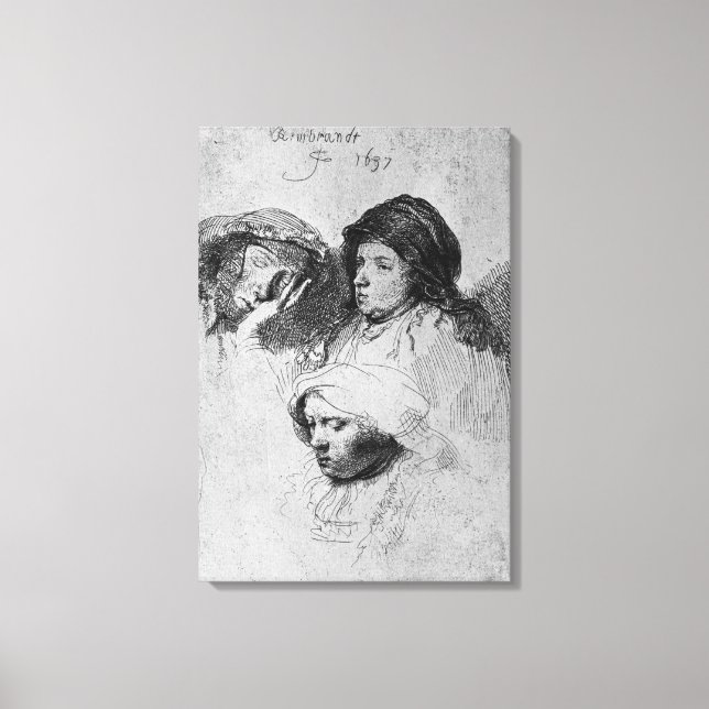 Lienzo Tres cabezas femeninas con una dormida, 1637 (Anverso)