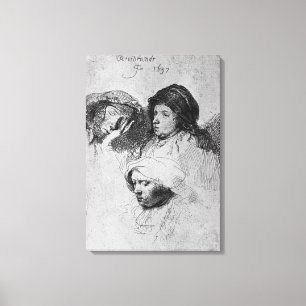 Lienzo Tres cabezas femeninas con una que duermen, 1637