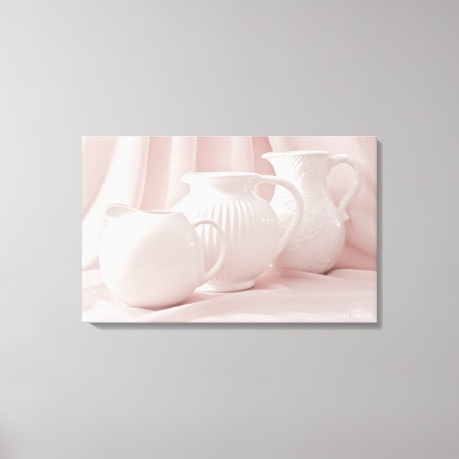 Lienzo Tres cántaros blancos envueltos (Anverso)