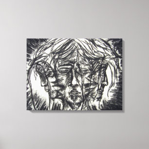 Lienzo Tres caras del dibujo de carbón de carbón Metaliza