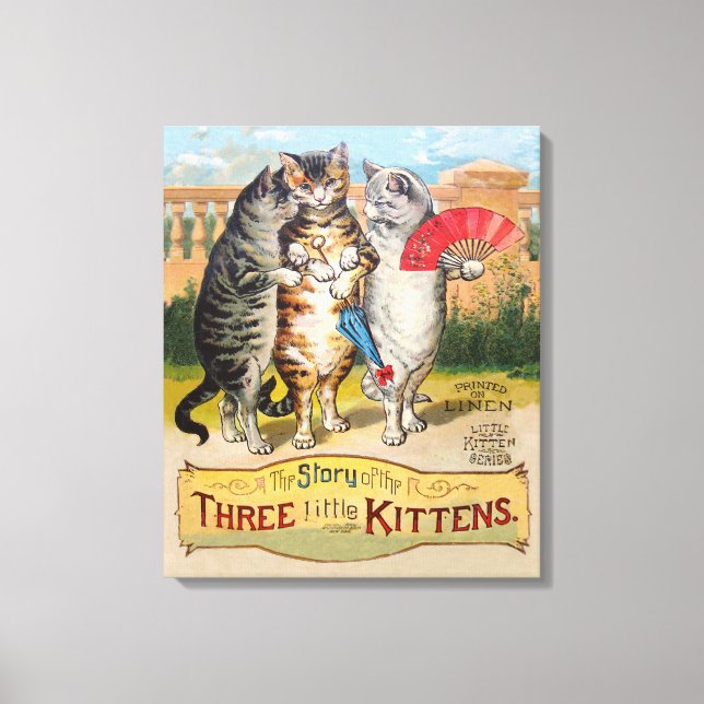 Lienzo Tres Gatitos Ilustración de Mamá Oca (Anverso)