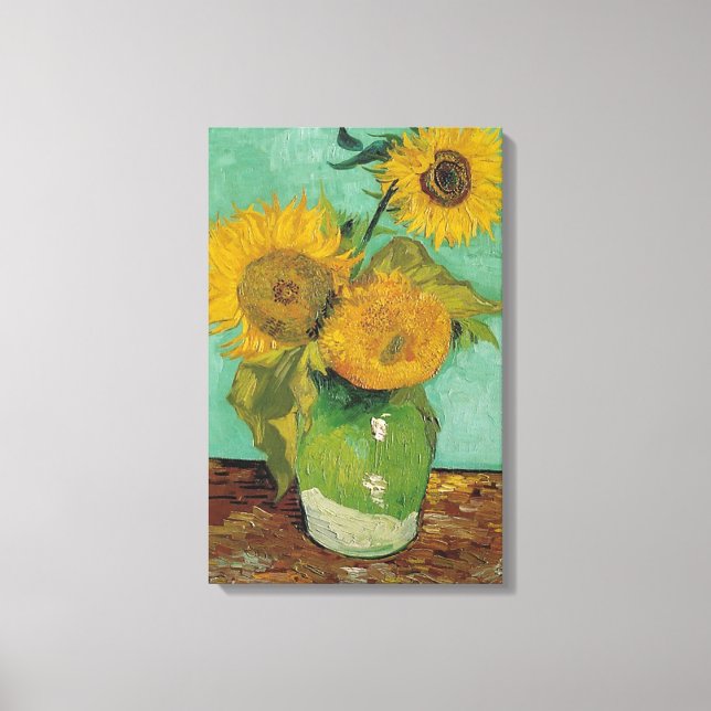 Lienzo Tres girasoles en un grano, Vincent van Gogh. (Anverso)