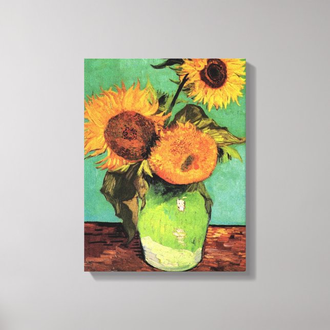 Lienzo Tres girasoles en una bolsa de Vincent van Gogh (Anverso)