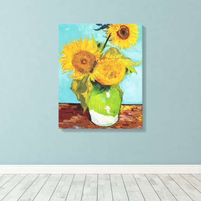 Lienzo Tres girasoles | Vincent Van Gogh (Insitu (piso de madera))