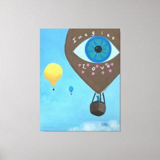 Lienzo Tres globos de aire caliente imaginan el amor envu