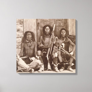 Lienzo Tres indio Braves, fotografiado por el inglés rea