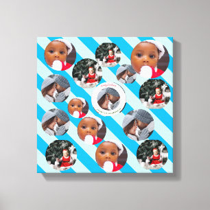 Lienzo Tres Navidades personalizados de banda azul de fot