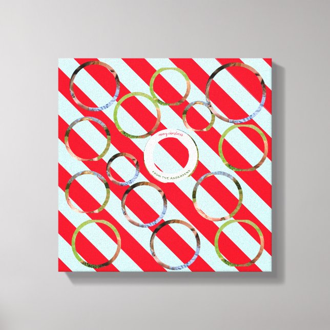 Lienzo Tres Navidades personalizados de banda roja de fot (Anverso)