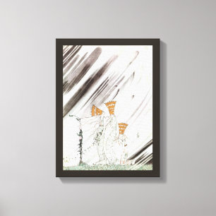 Lienzo Tres princesas en montaña azul de Kay Nielsen