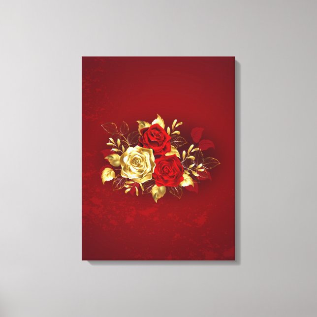 Lienzo Tres Rosas Joyas (Anverso)