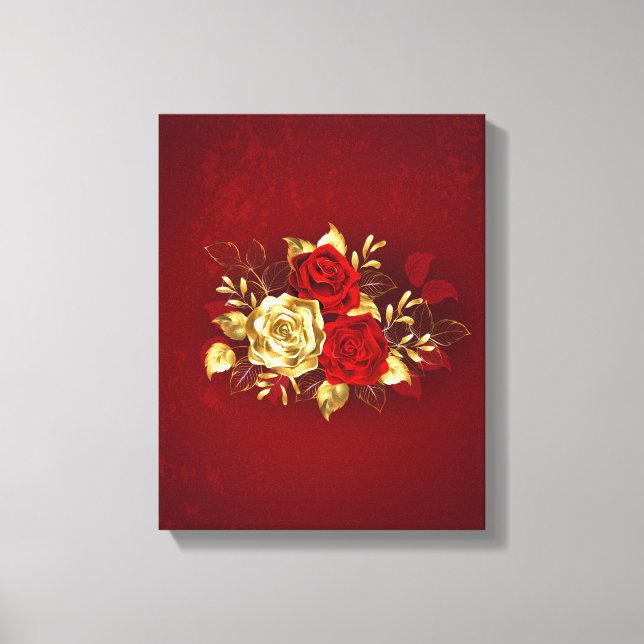 Lienzo Tres Rosas Joyas (Anverso)
