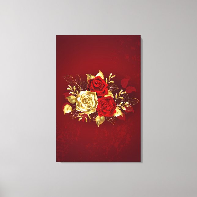 Lienzo Tres Rosas Joyas (Anverso)