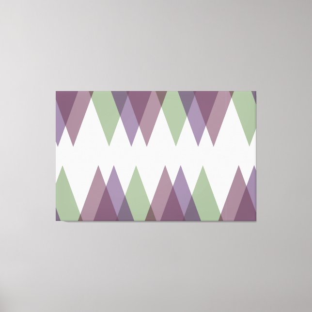 Lienzo Triángulos malvas y verdes (Anverso)