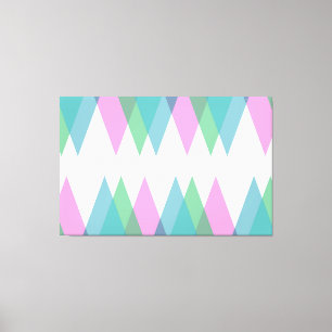 Lienzo Triángulos rosas y verdes
