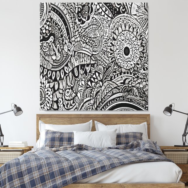 Lienzo Tribal b/w (Insitu(Dormitorio))
