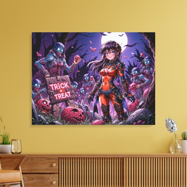 Lienzo Trick o Treat Halloween Zombis con el cerebro (Insitu (Sala de estar))