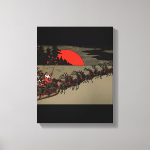 Lienzo Trineo del reno de Papá Noel del vintage del