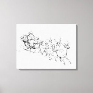 Lienzo Trineo minimalista de Santa – Boceto de línea limp
